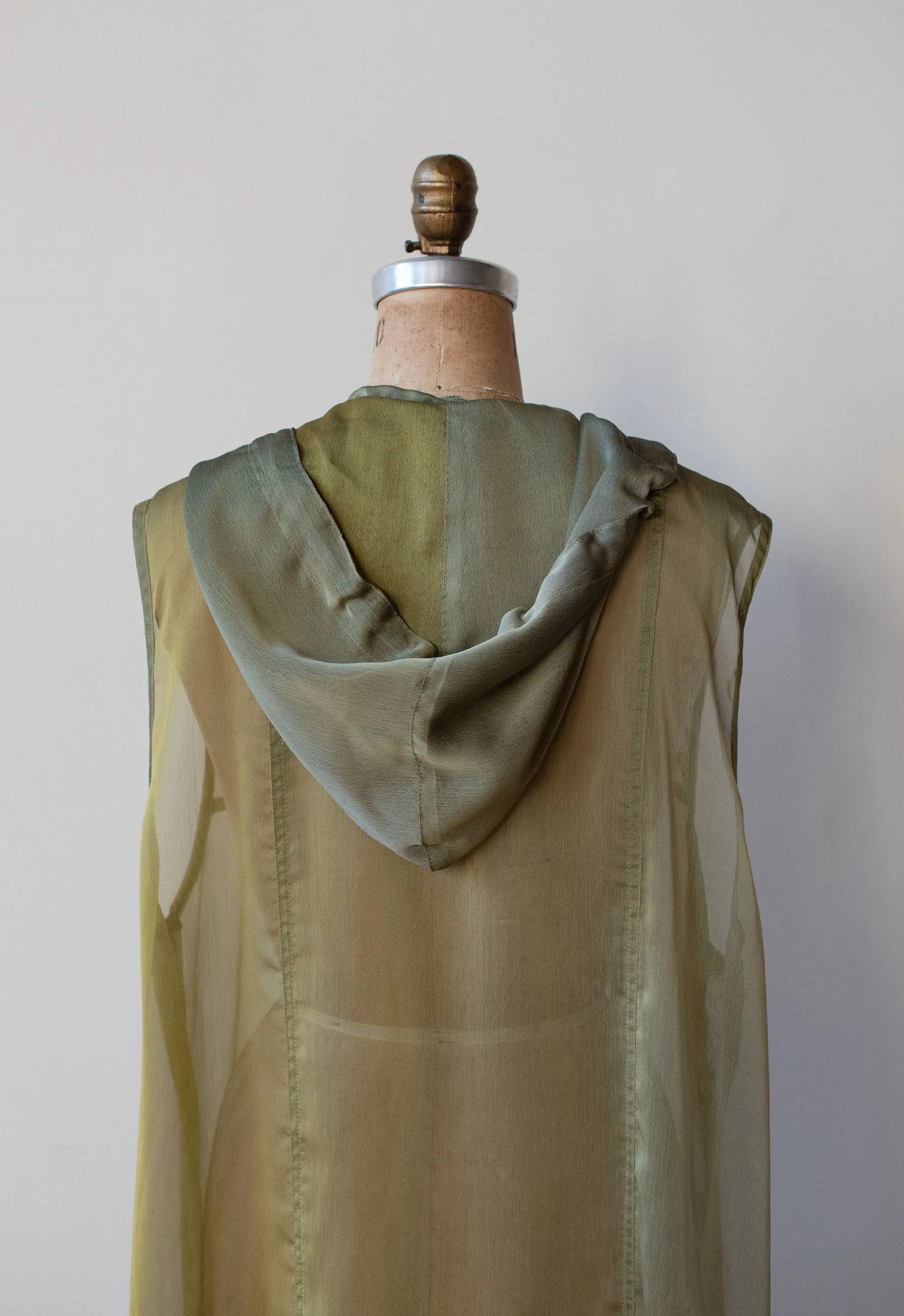 1990s Sheer Green Hooded Tunic