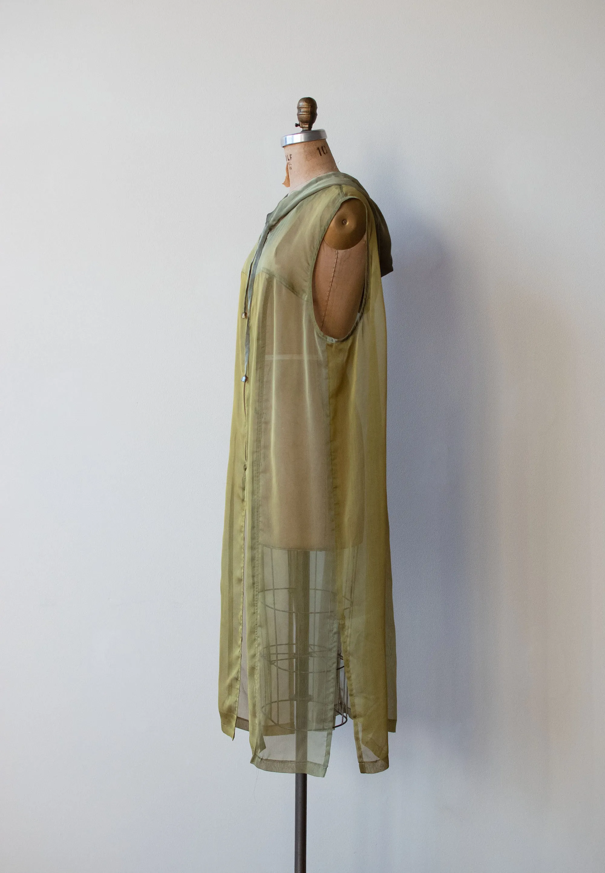 1990s Sheer Green Hooded Tunic