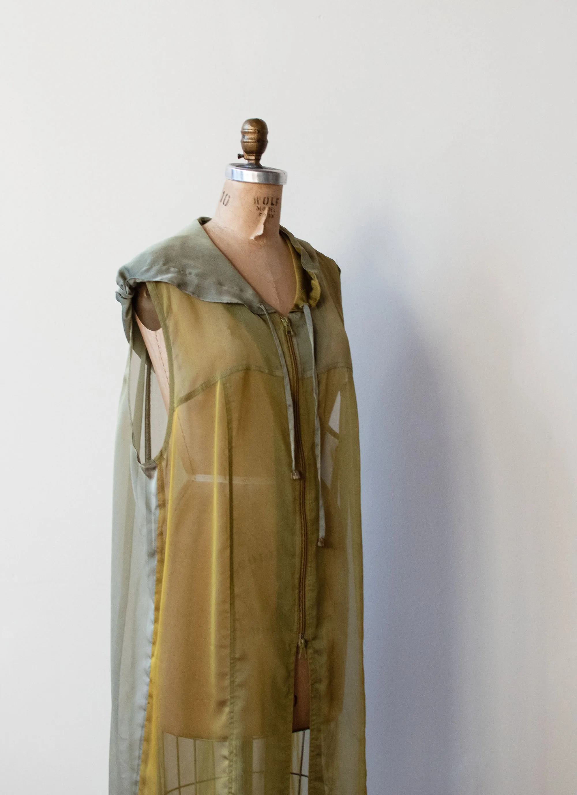 1990s Sheer Green Hooded Tunic