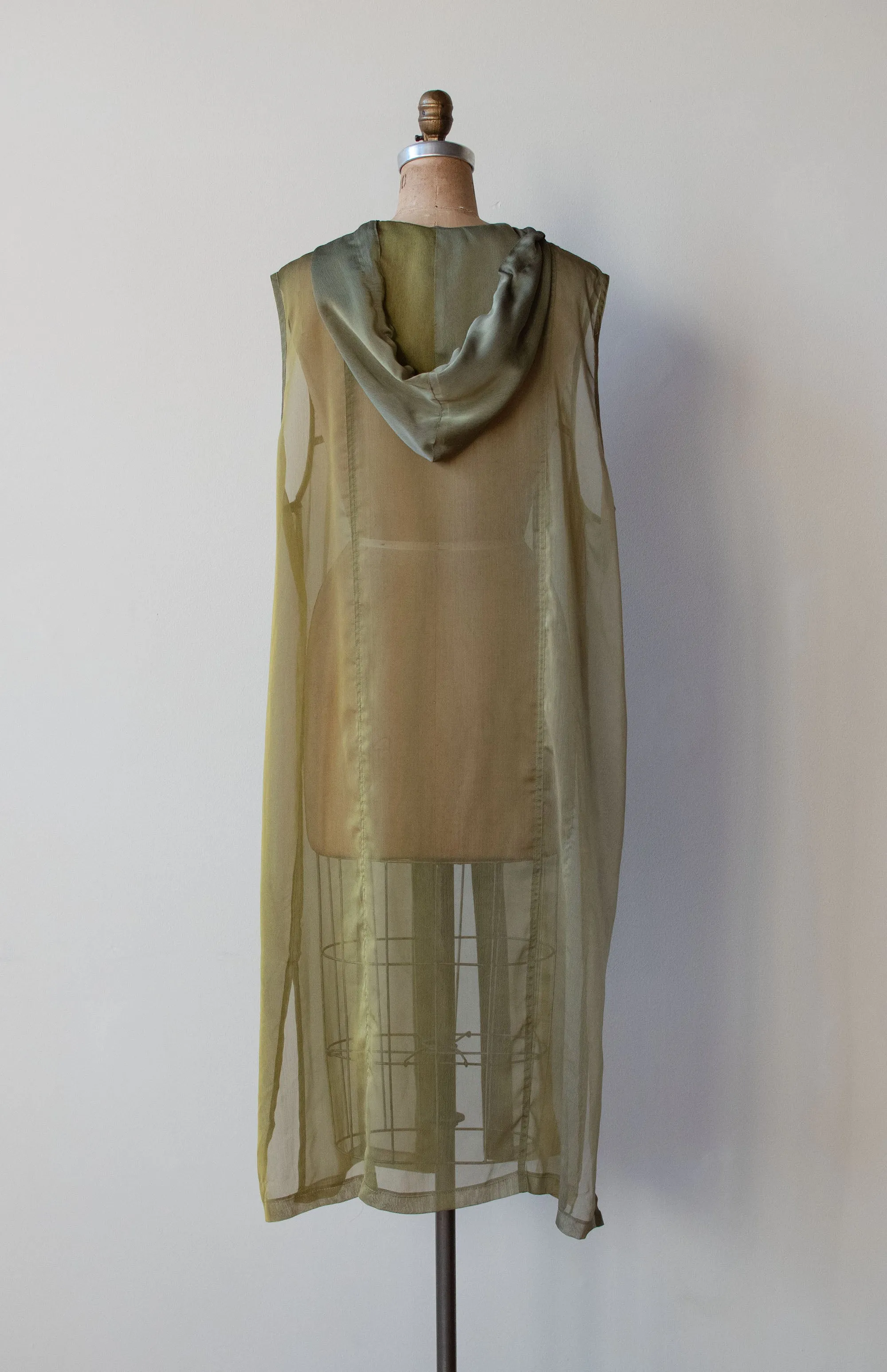 1990s Sheer Green Hooded Tunic