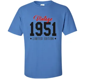 65th Birthday Gift T-Shirt Vintage 1951 Limited Edition Red