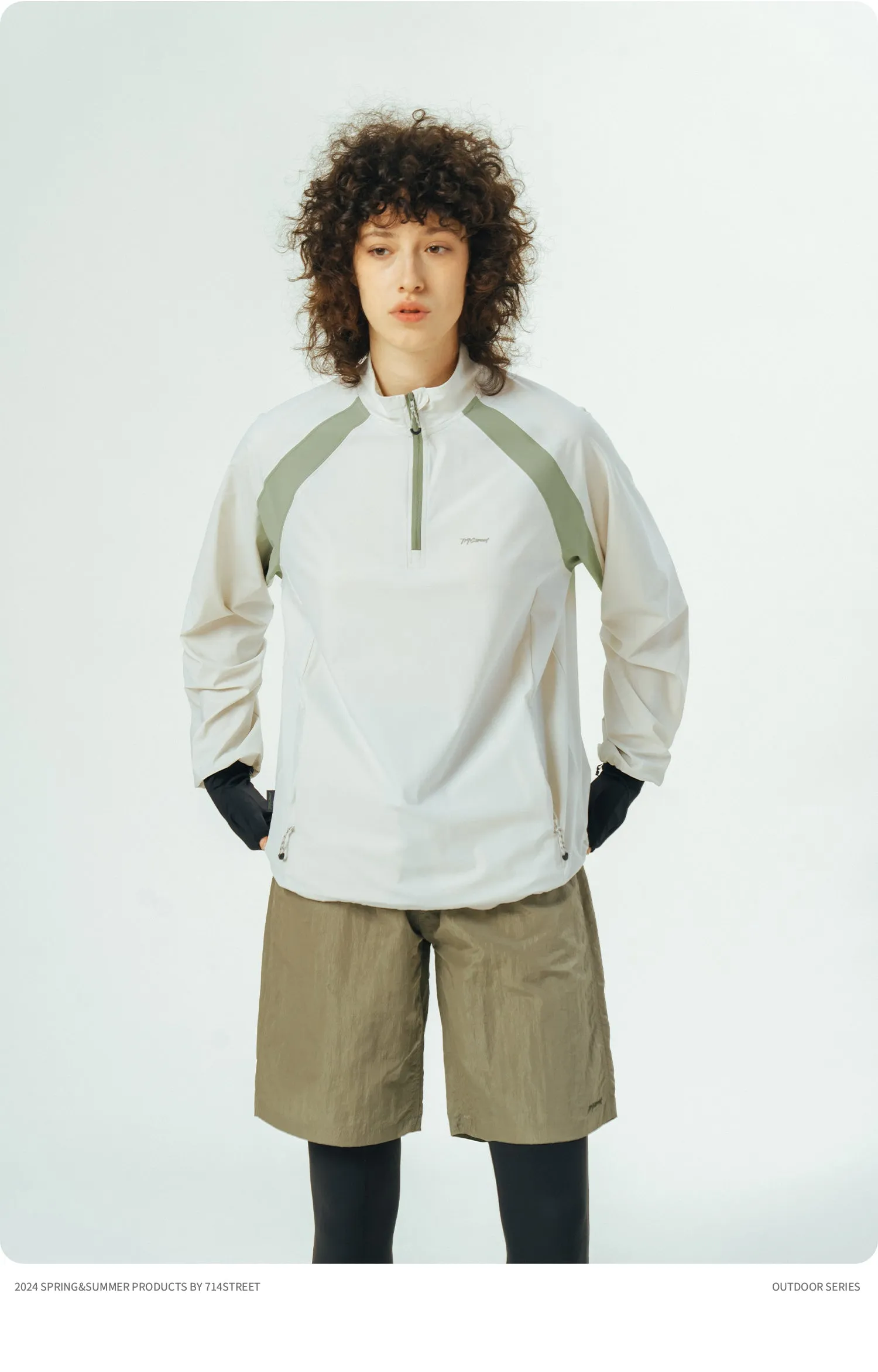 714STREET ハーフジップナイロンプルオーバー 714ST064