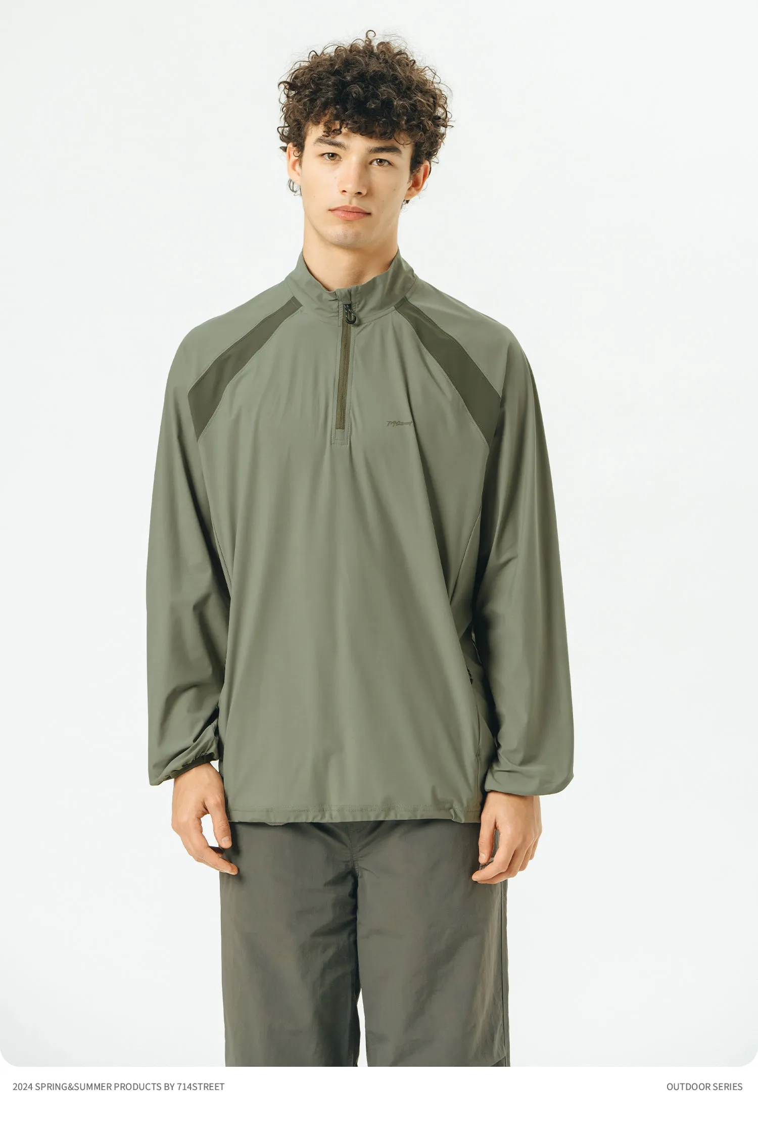 714STREET ハーフジップナイロンプルオーバー 714ST064