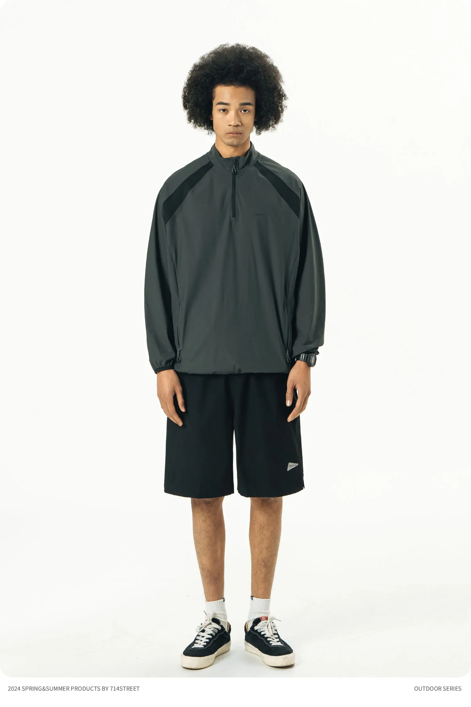 714STREET ハーフジップナイロンプルオーバー 714ST064