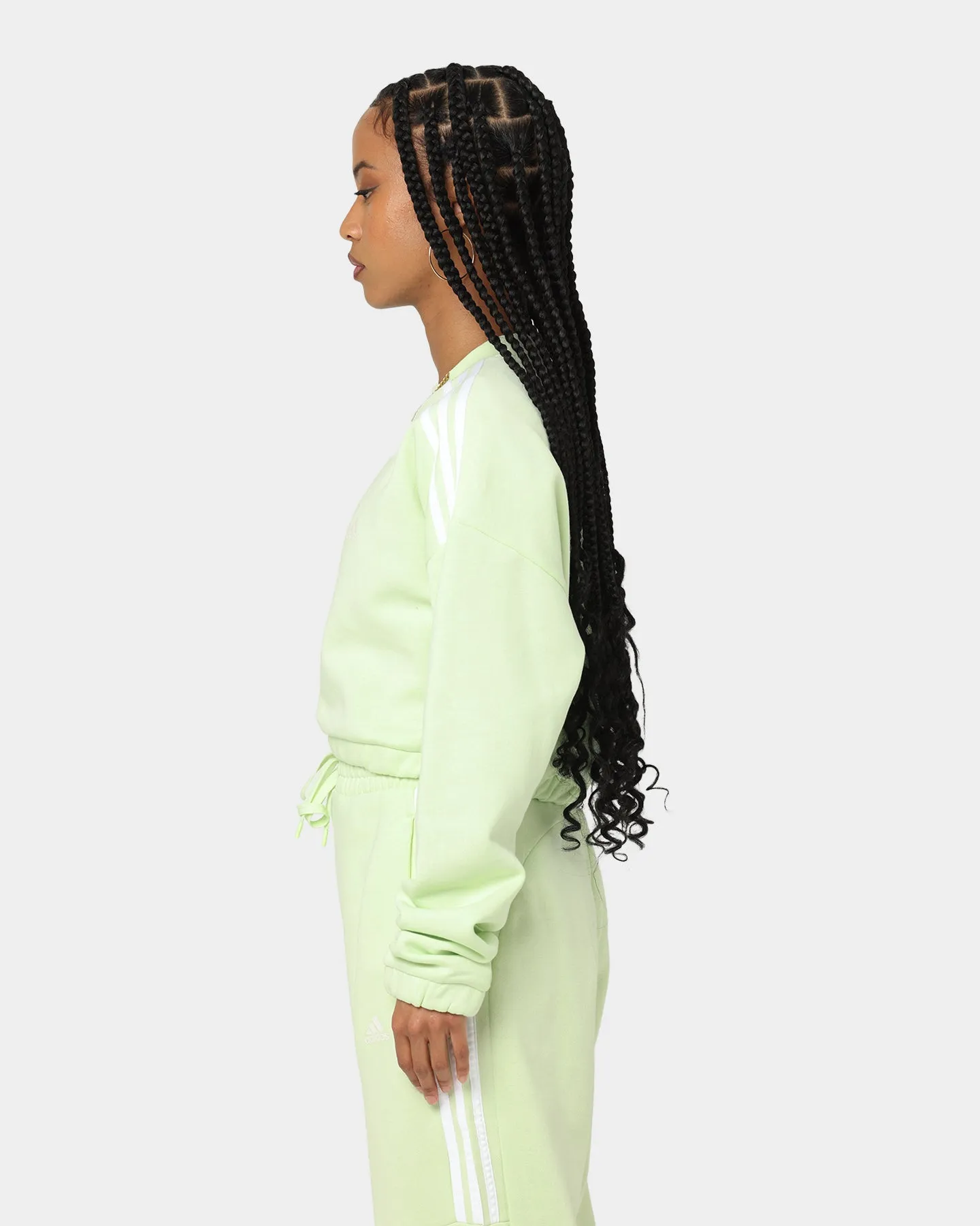 Adidas Women's Hyperglam Crop Sweat Shirt Almost Lime