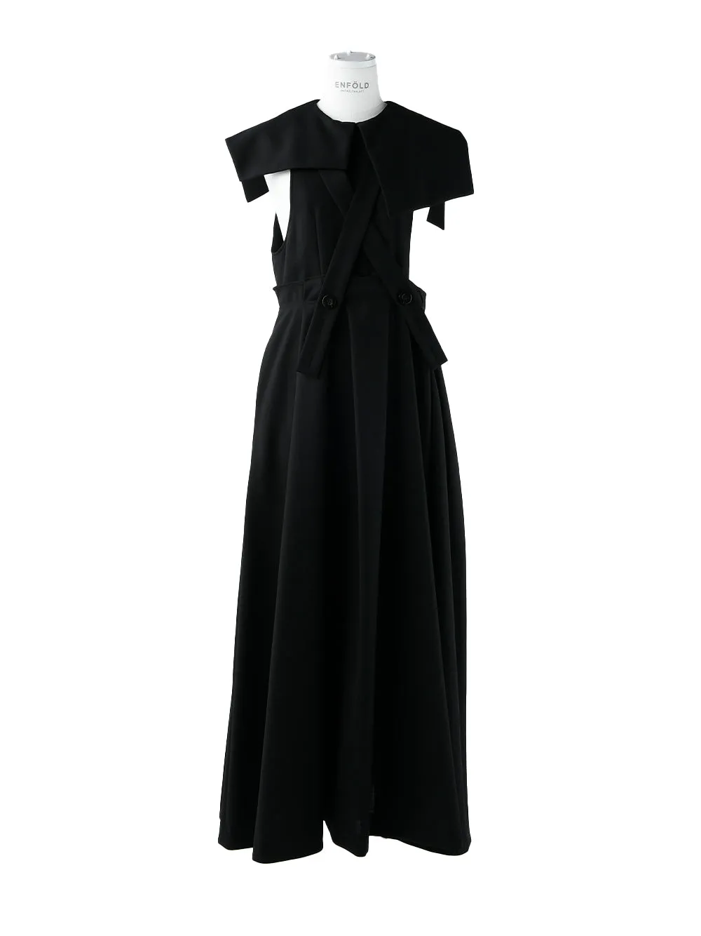Asymmetry-collar Jumper-skirt (Black)