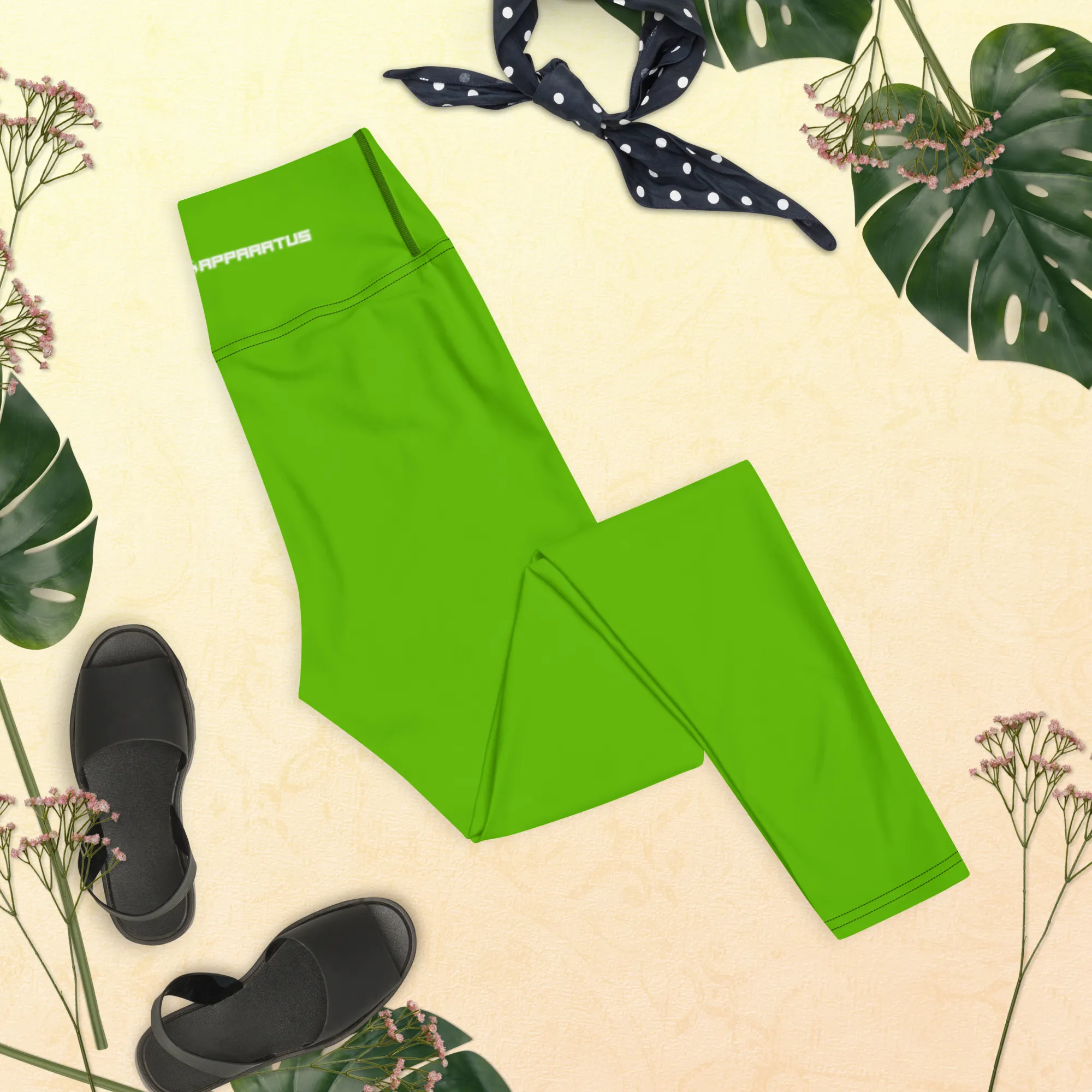 Athletic Apparatus Kelly Green White Logo Yoga Leggings