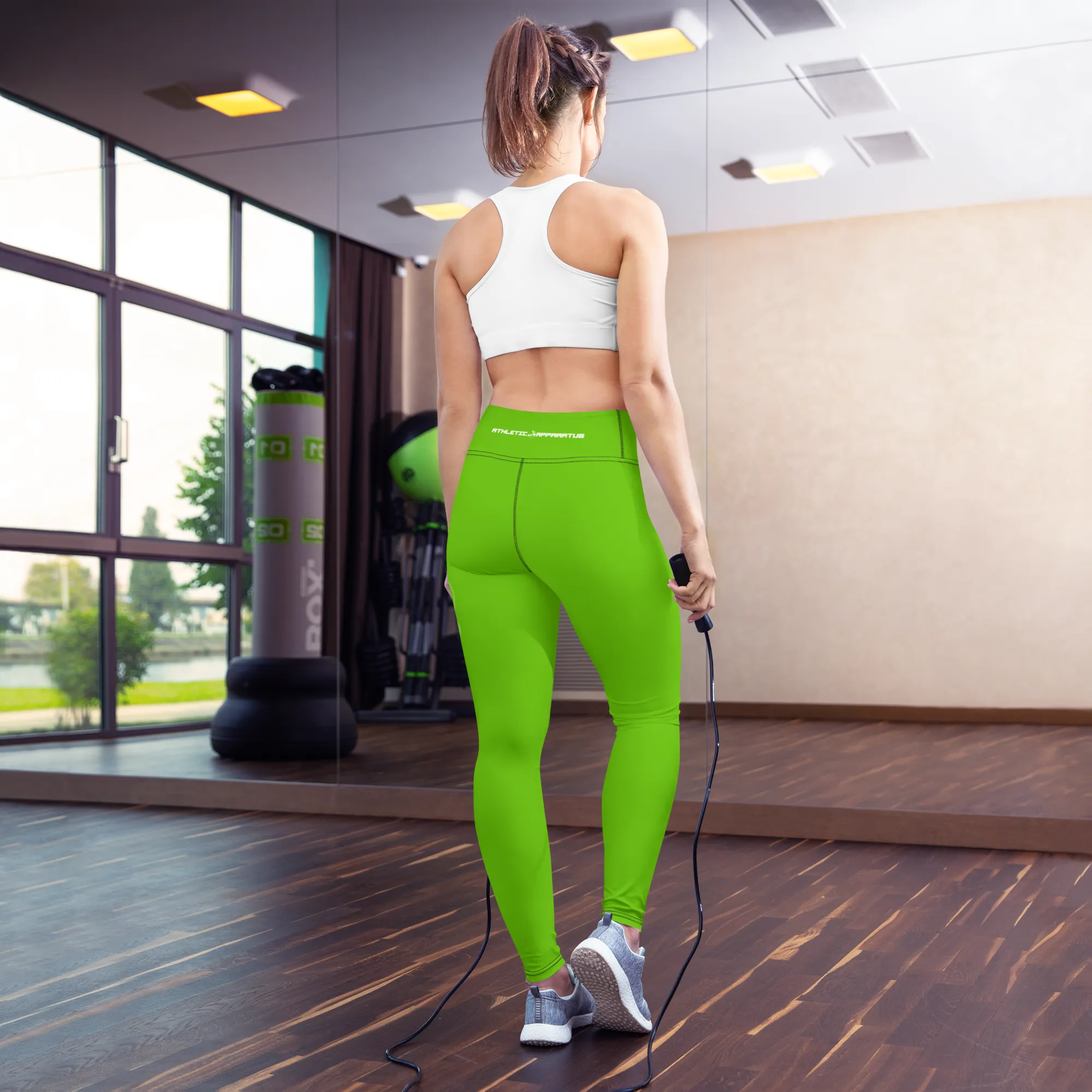 Athletic Apparatus Kelly Green White Logo Yoga Leggings