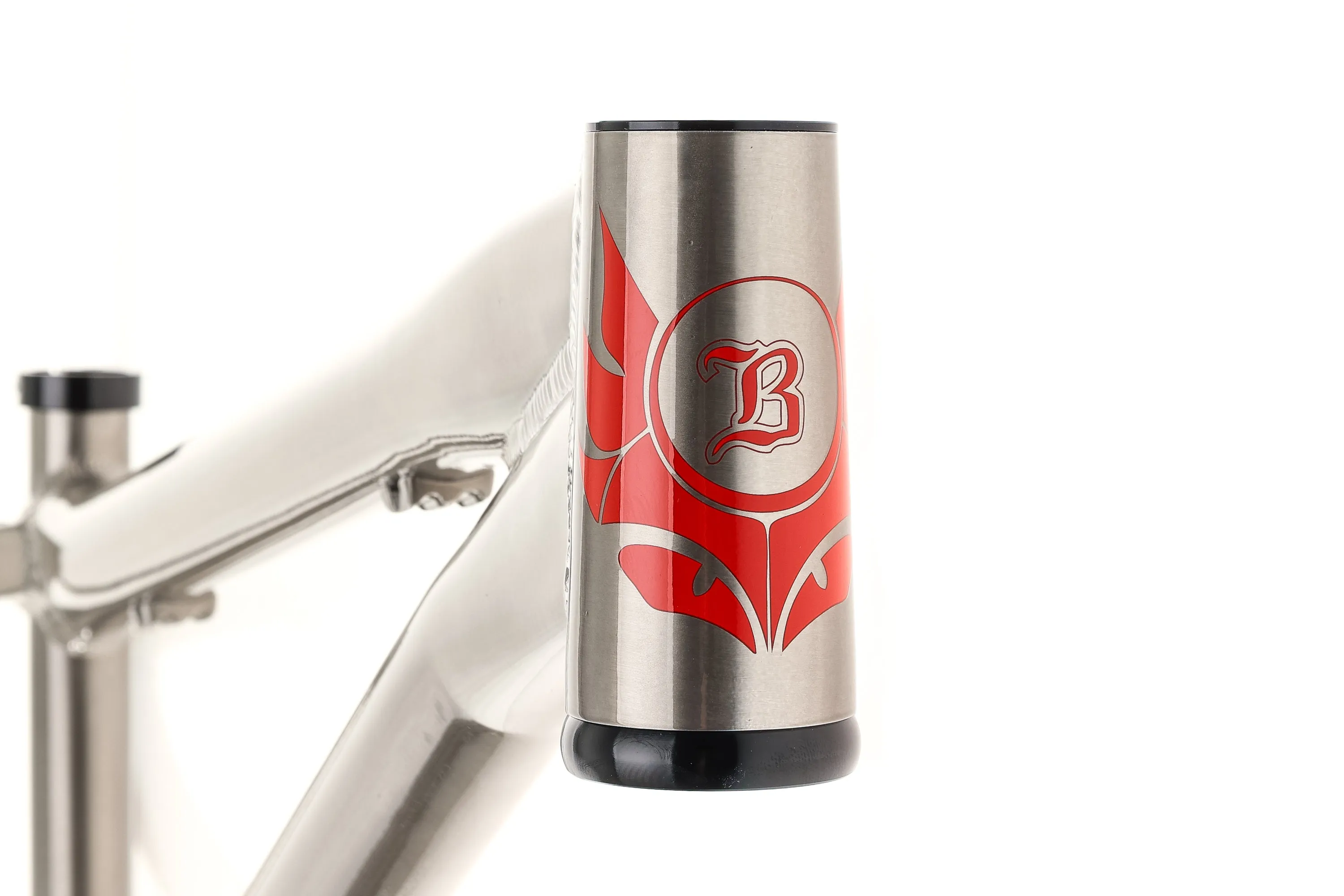 Banshee Amp Dirt Jumper Frameset - Long, Raw With Red Decals