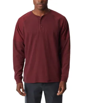 Bass Outdoors Mens Thermal Raglan Long Sleeve Henley T Shirt Tawny Port 2XL