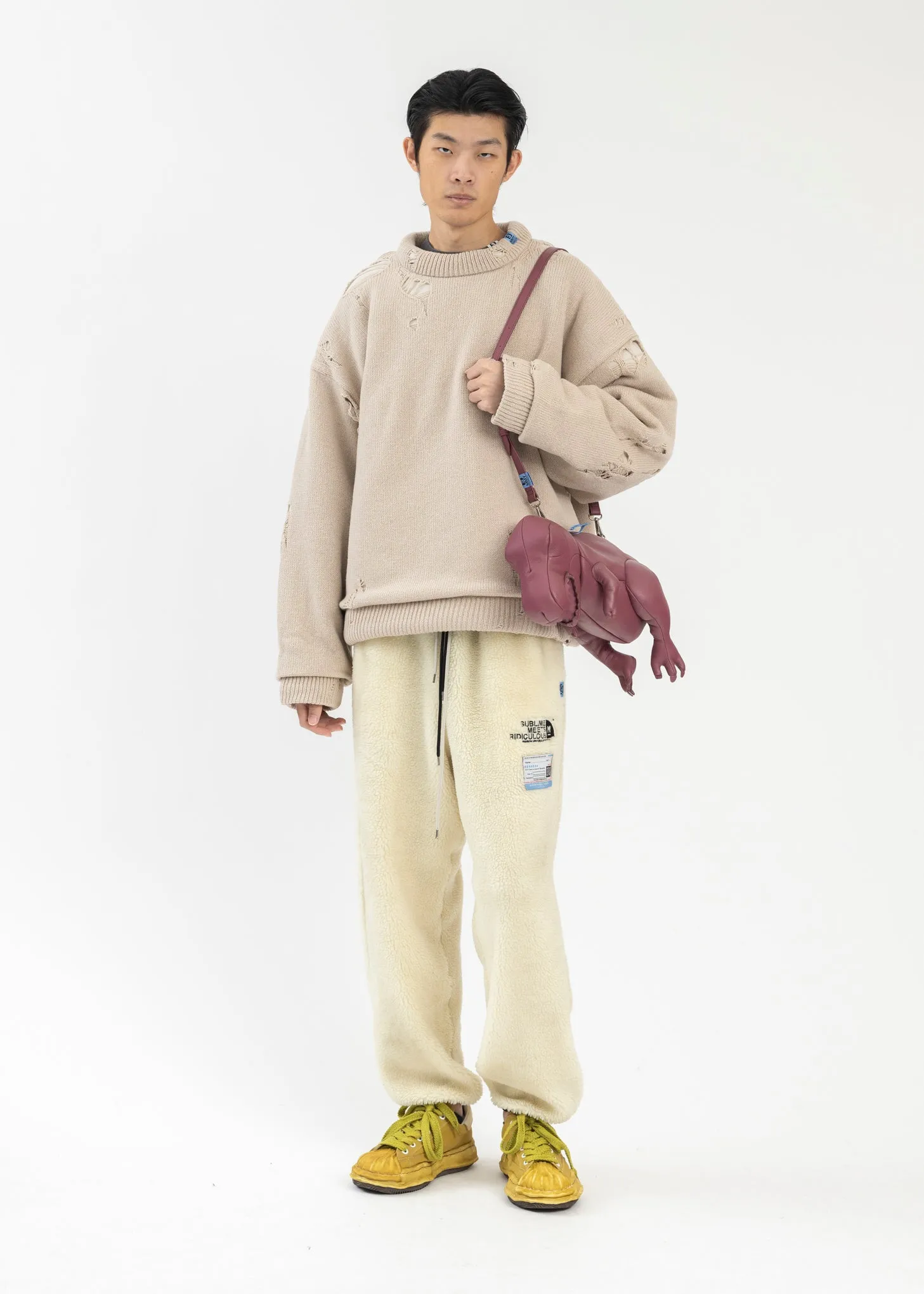 Beige Padded Knit Pullover