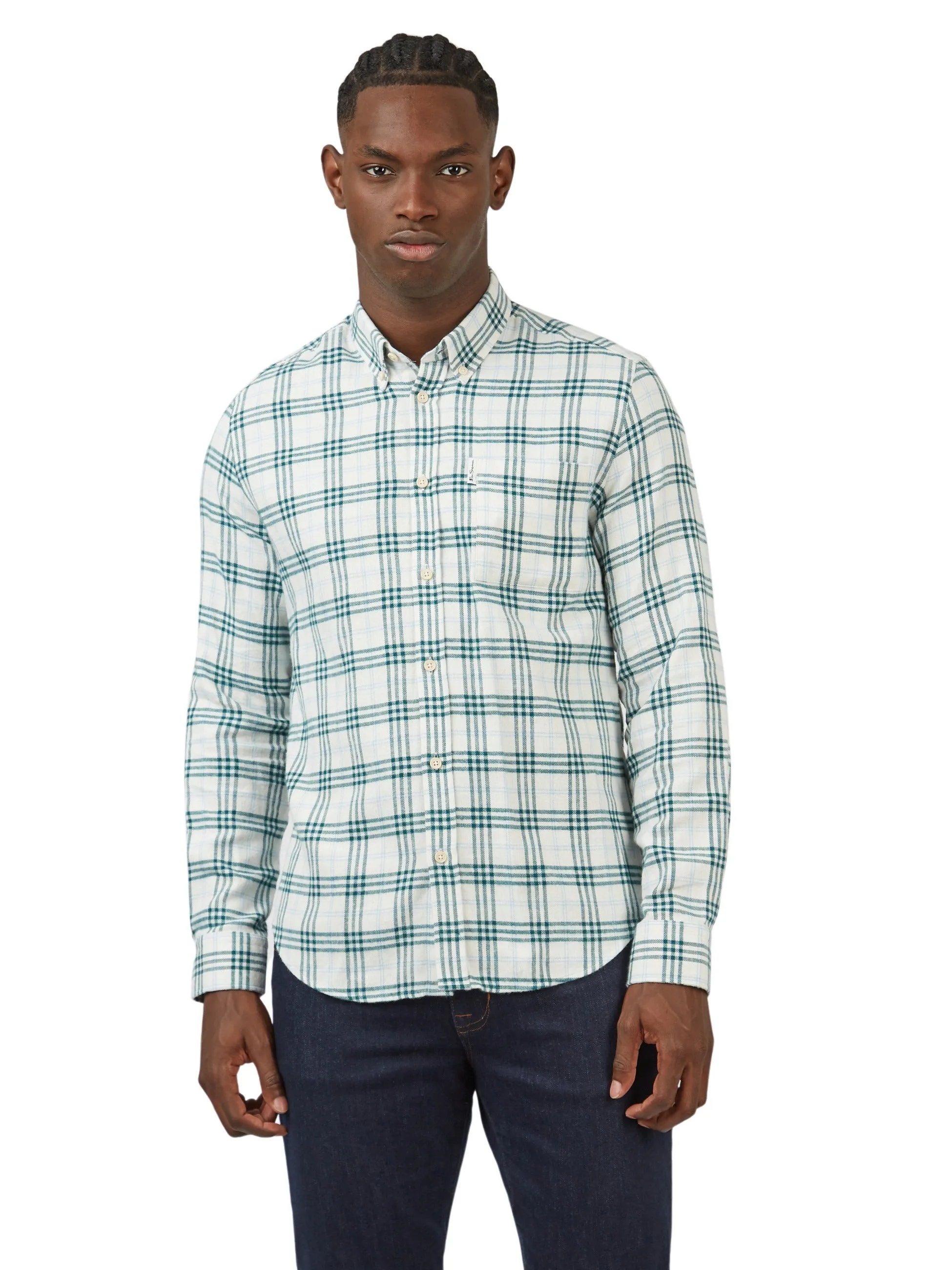 Ben Sherman Herringbone Check - Ocean Green
