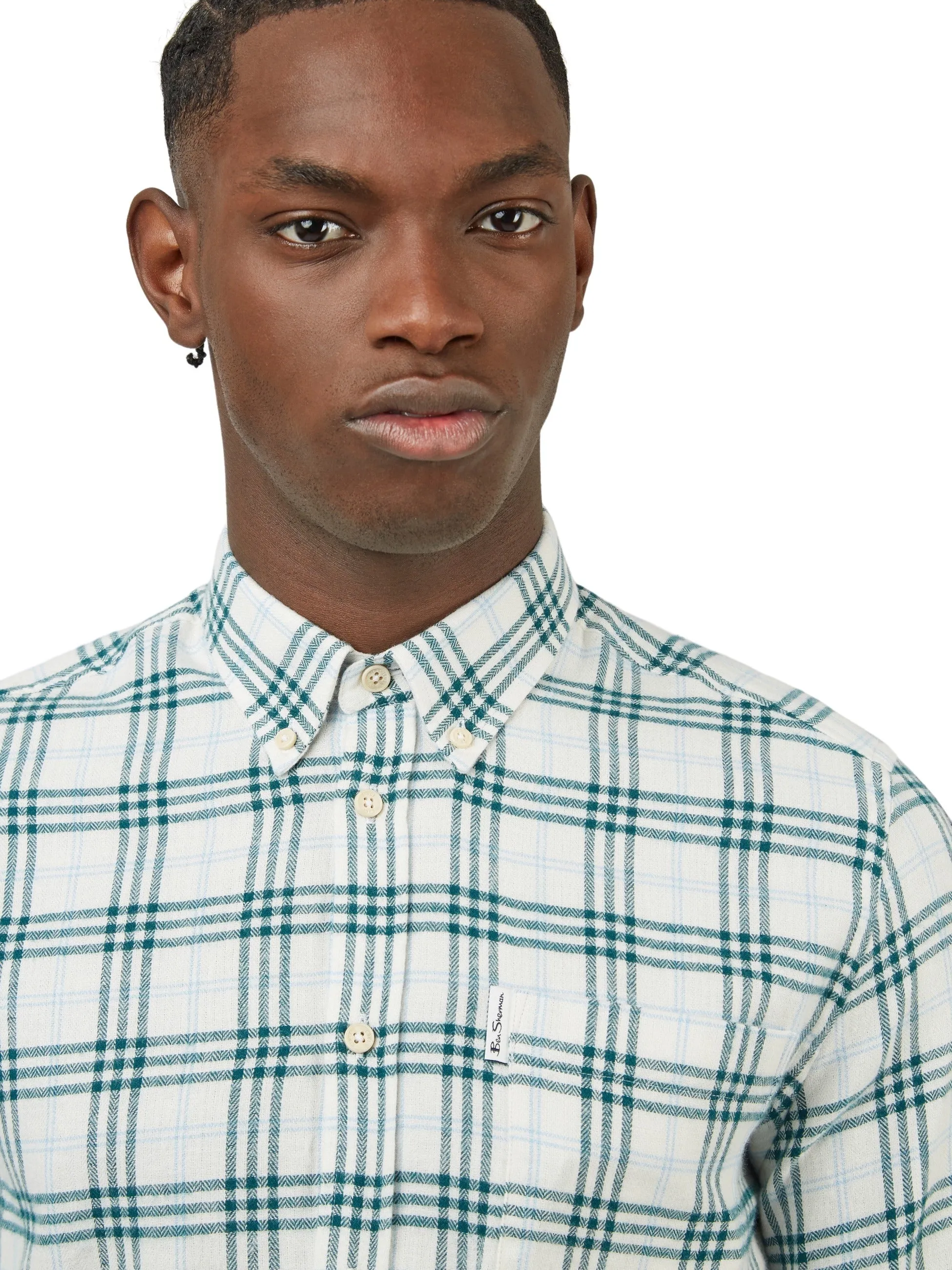 Ben Sherman Herringbone Check - Ocean Green
