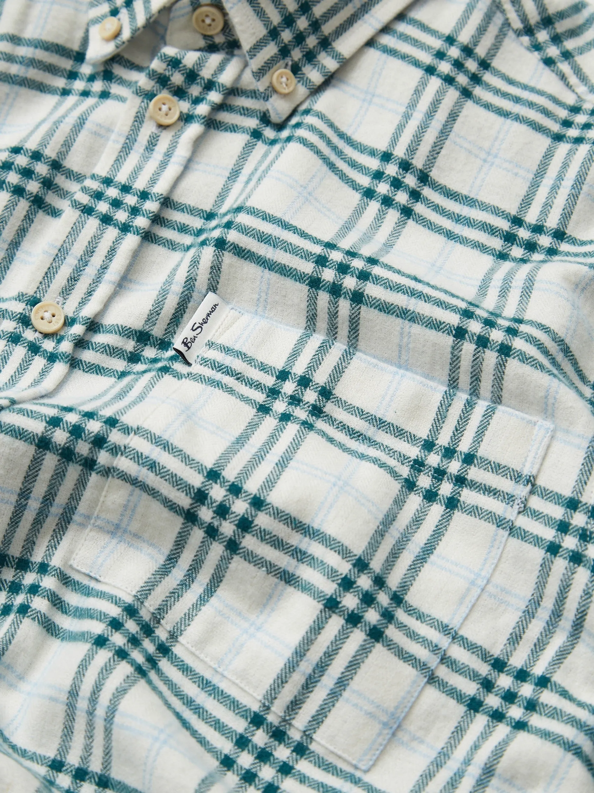 Ben Sherman Herringbone Check - Ocean Green