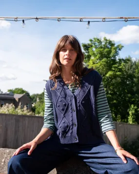 Bibico Lora cable knit waistcoat Indigo