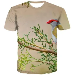 Bird T-shirt Men Animal Tshirts Casual Tree Tshirts Cool Harajuku Tshirt Printed Street T shirts Funny Short Sleeve Hip hop