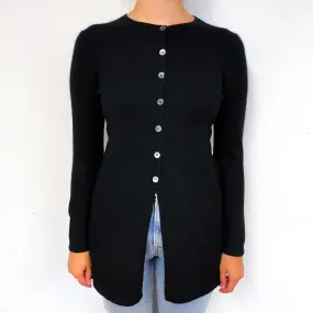 Black Cashmere Crew Neck Tunic Cardigan Small