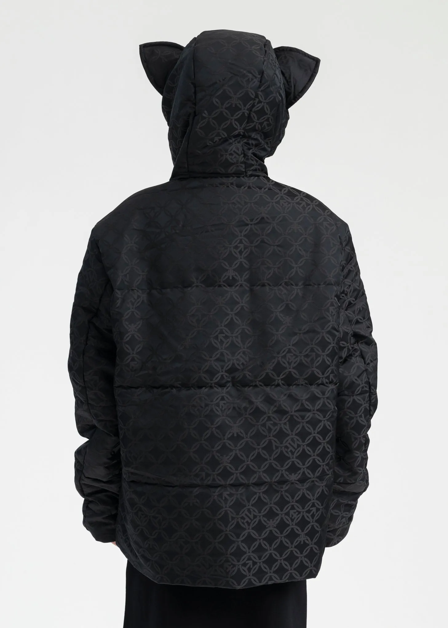 BLACK GENDER JACQUARD KITTY PUFFER JACKET