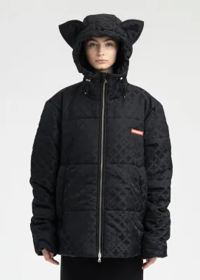 BLACK GENDER JACQUARD KITTY PUFFER JACKET