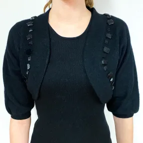 Black Jewelled Cashmere Bolero Cardigan Extra Small