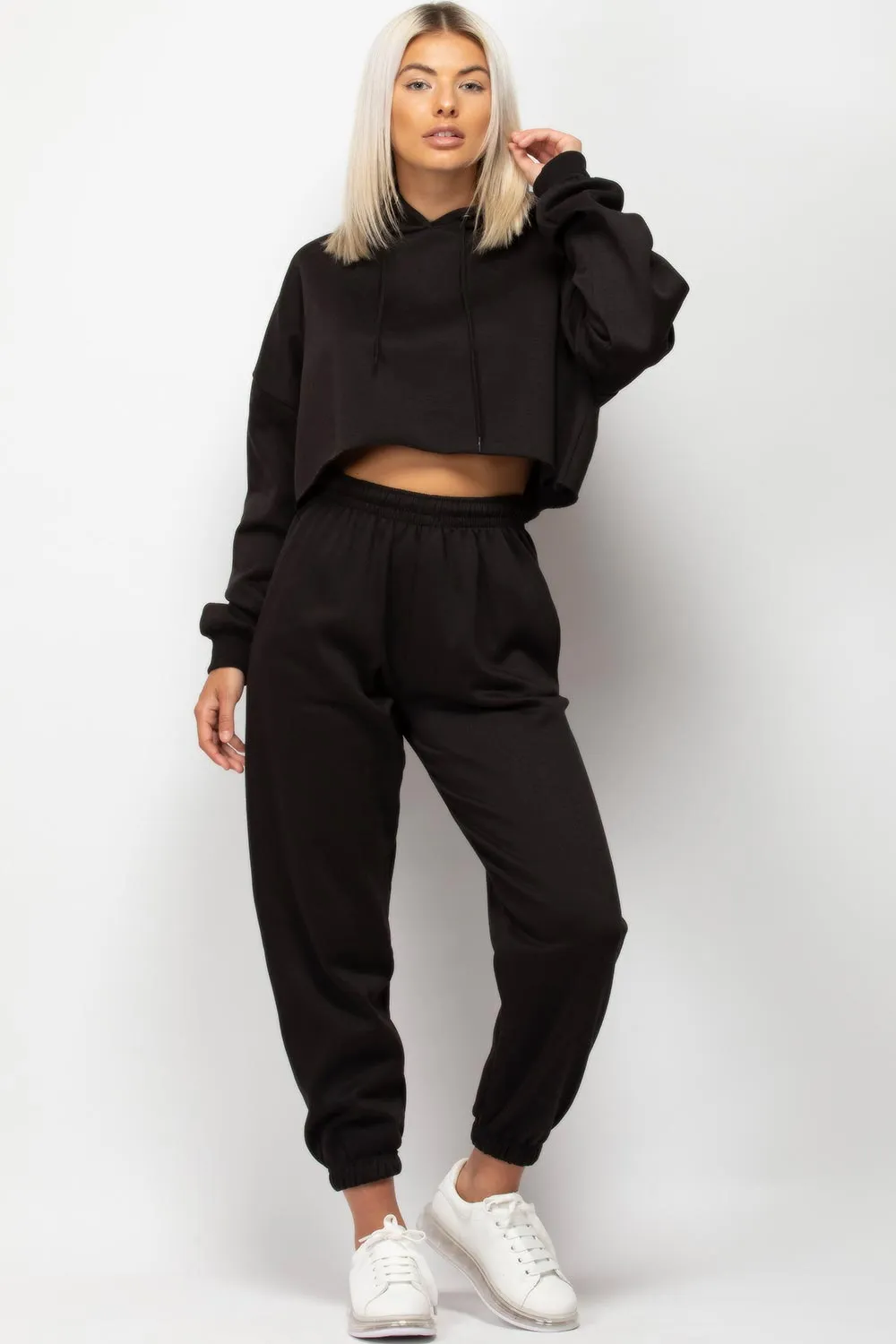 Black Joggers And Hoodie Loungewear Set