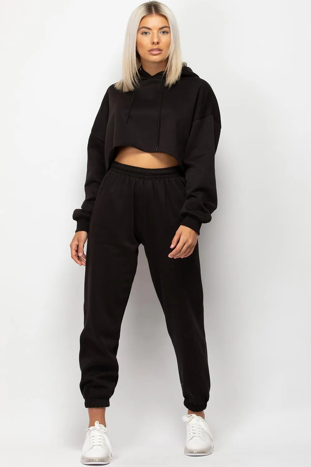 Black Joggers And Hoodie Loungewear Set