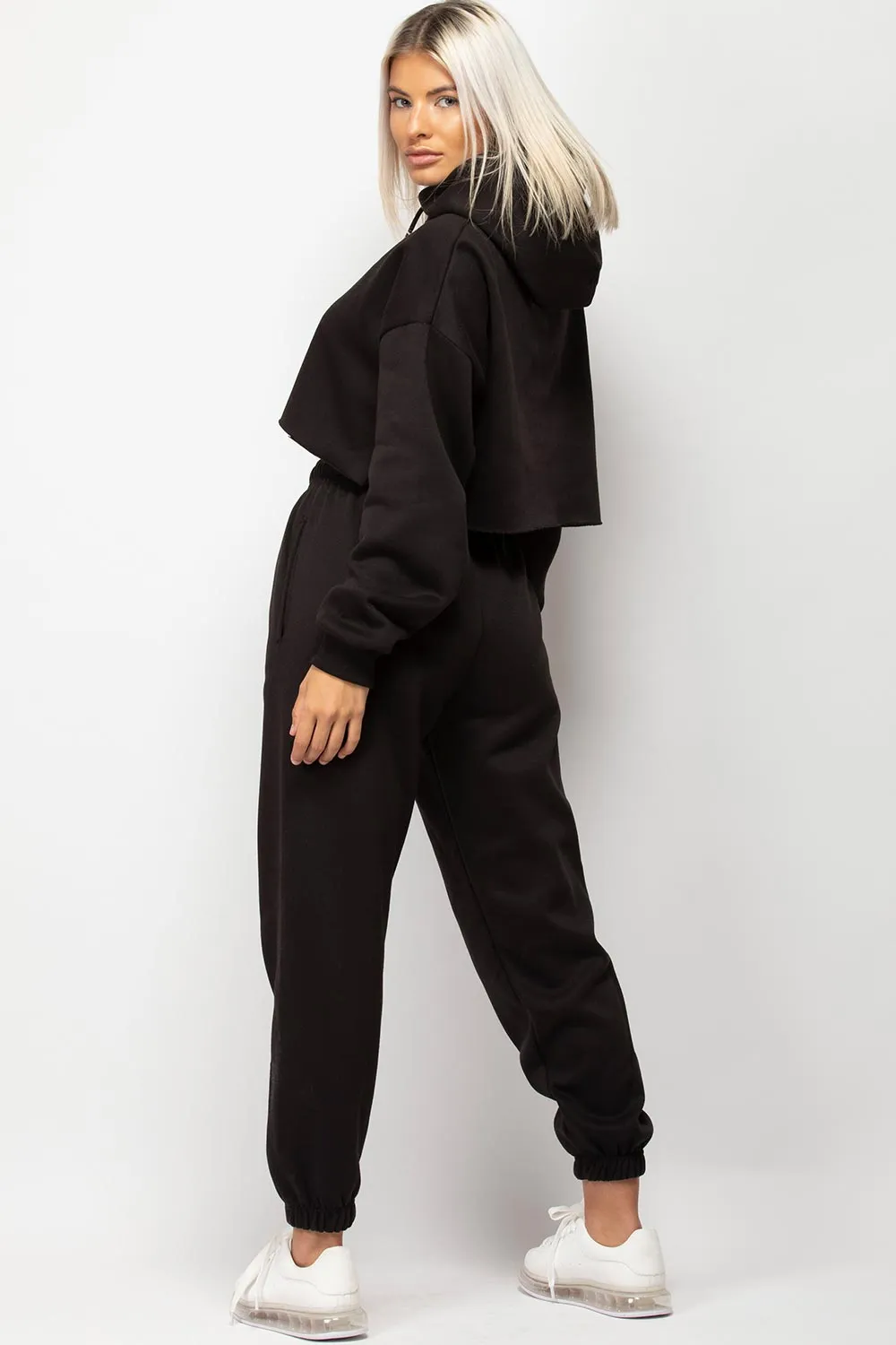 Black Joggers And Hoodie Loungewear Set