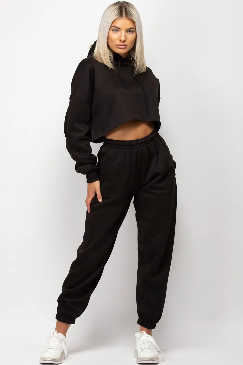 Black Joggers And Hoodie Loungewear Set