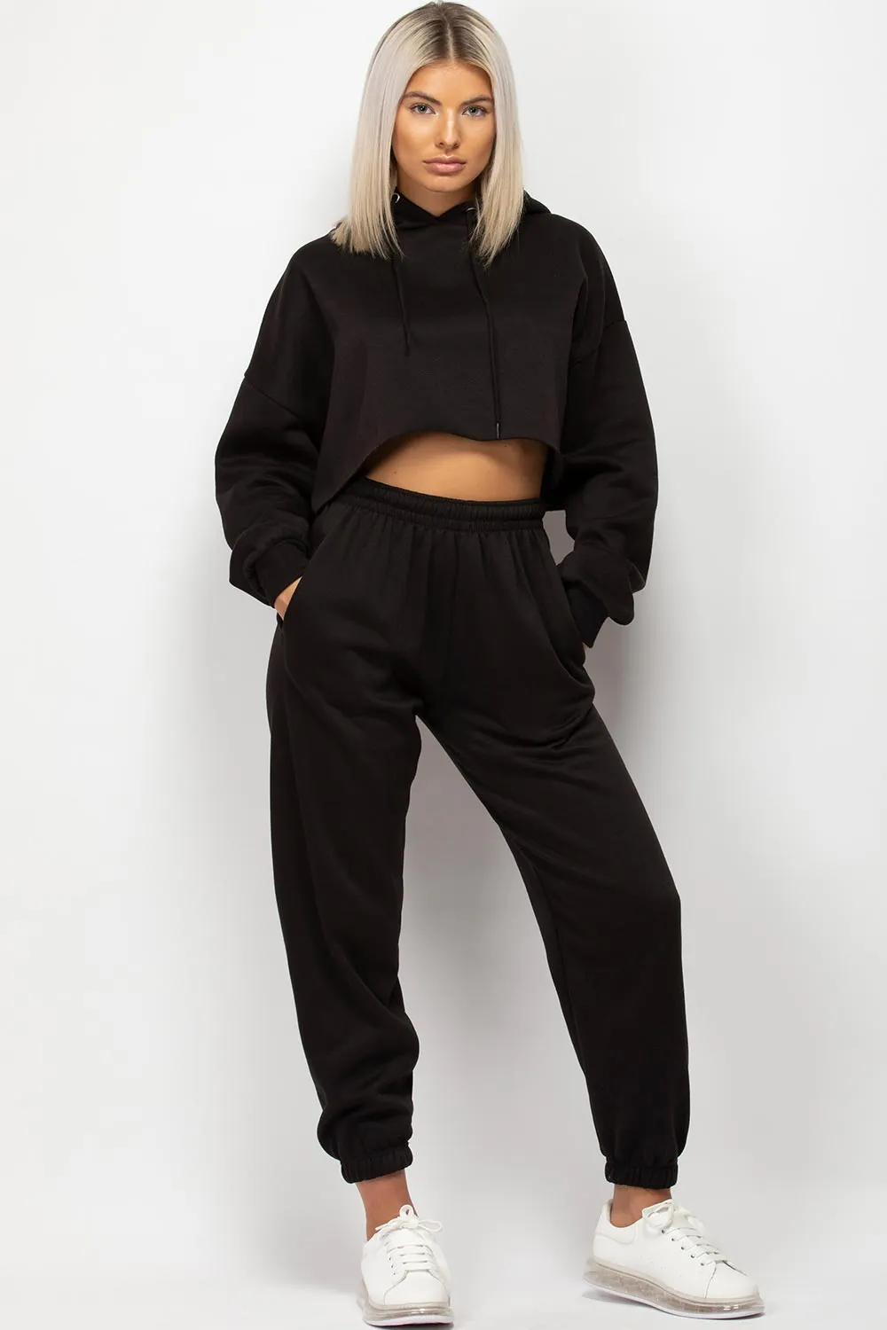 Black Joggers And Hoodie Loungewear Set