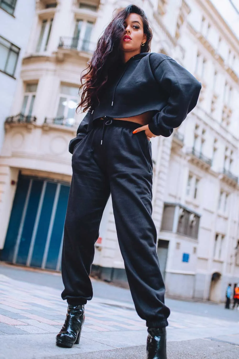 Black Joggers And Hoodie Loungewear Set