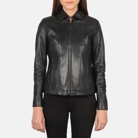 Bliss Black Leather Bomber Jacket