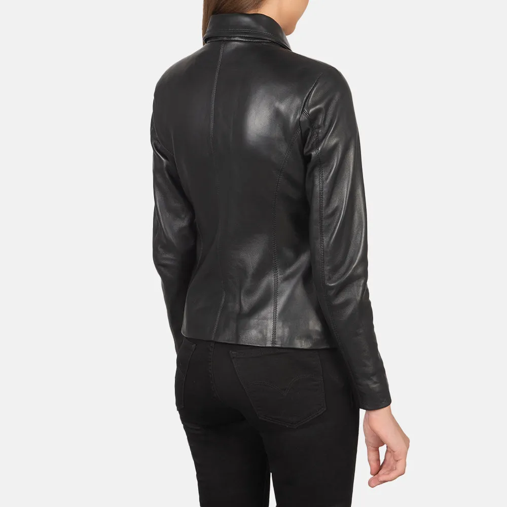 Bliss Black Leather Bomber Jacket