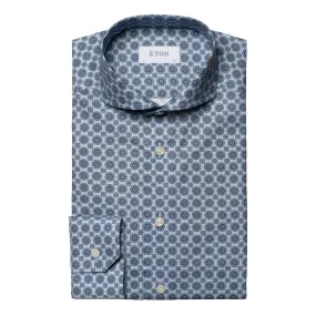 Blue Medallion Print Signature Twill Slim Fit Shirt