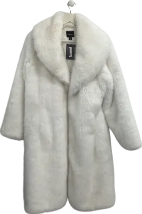 boohoo White Faux Fur Coat UK 12