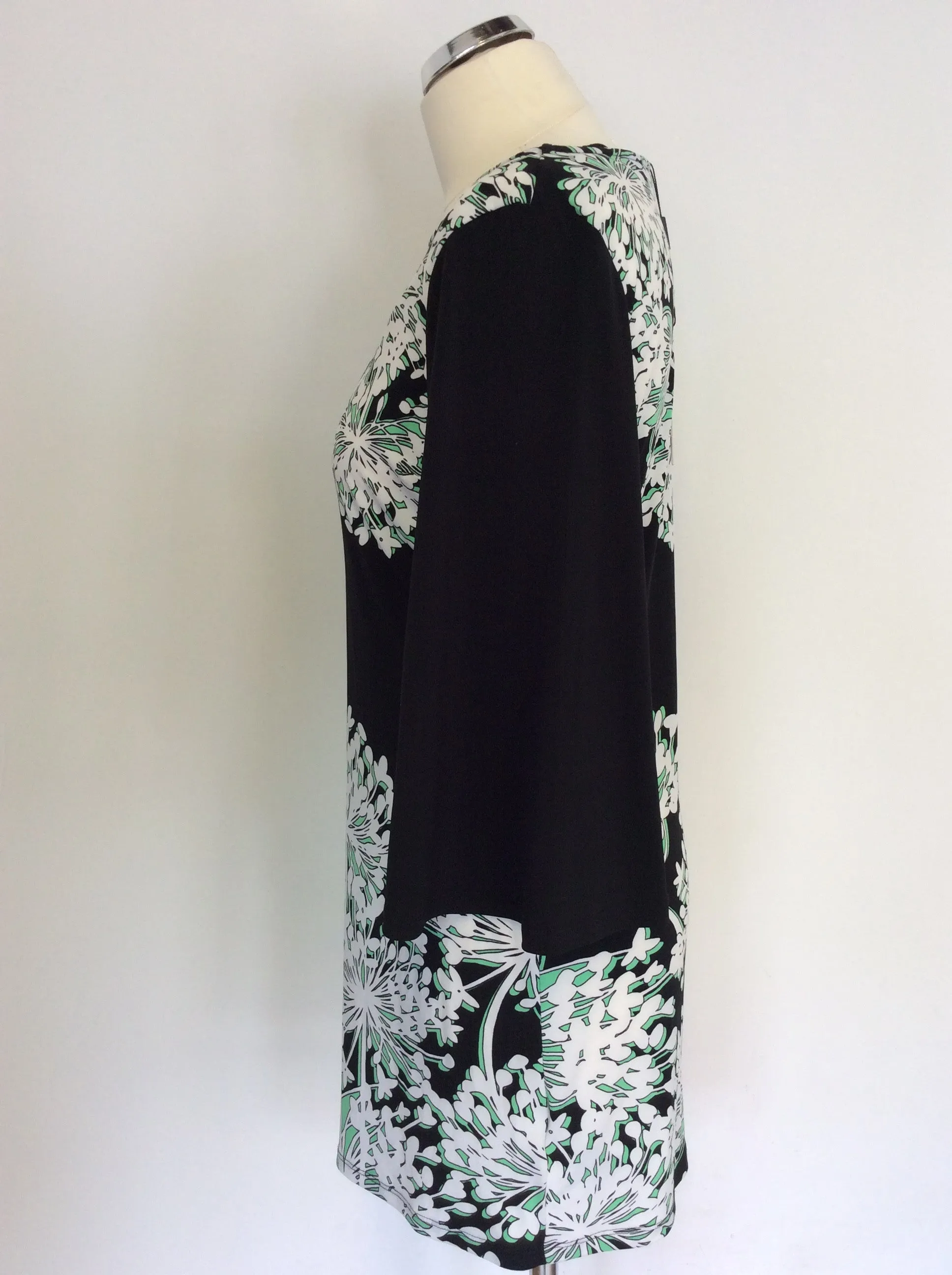 BRAND NEW JULIEN MACDONALD BLACK,GREEN & WHITE PRINT TUNIC TOP SIZE 10