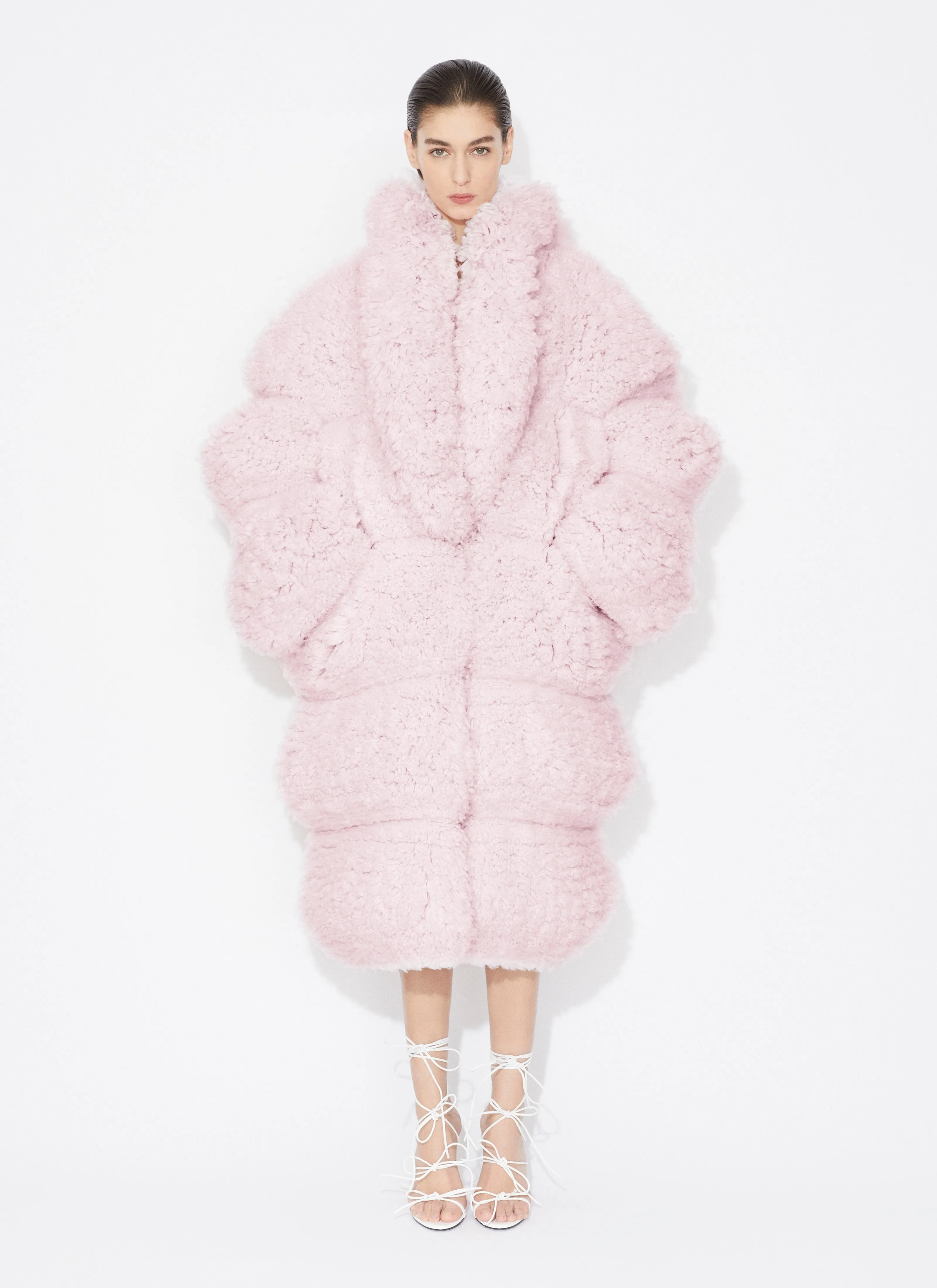 Bubble Coat In Knitted Fur