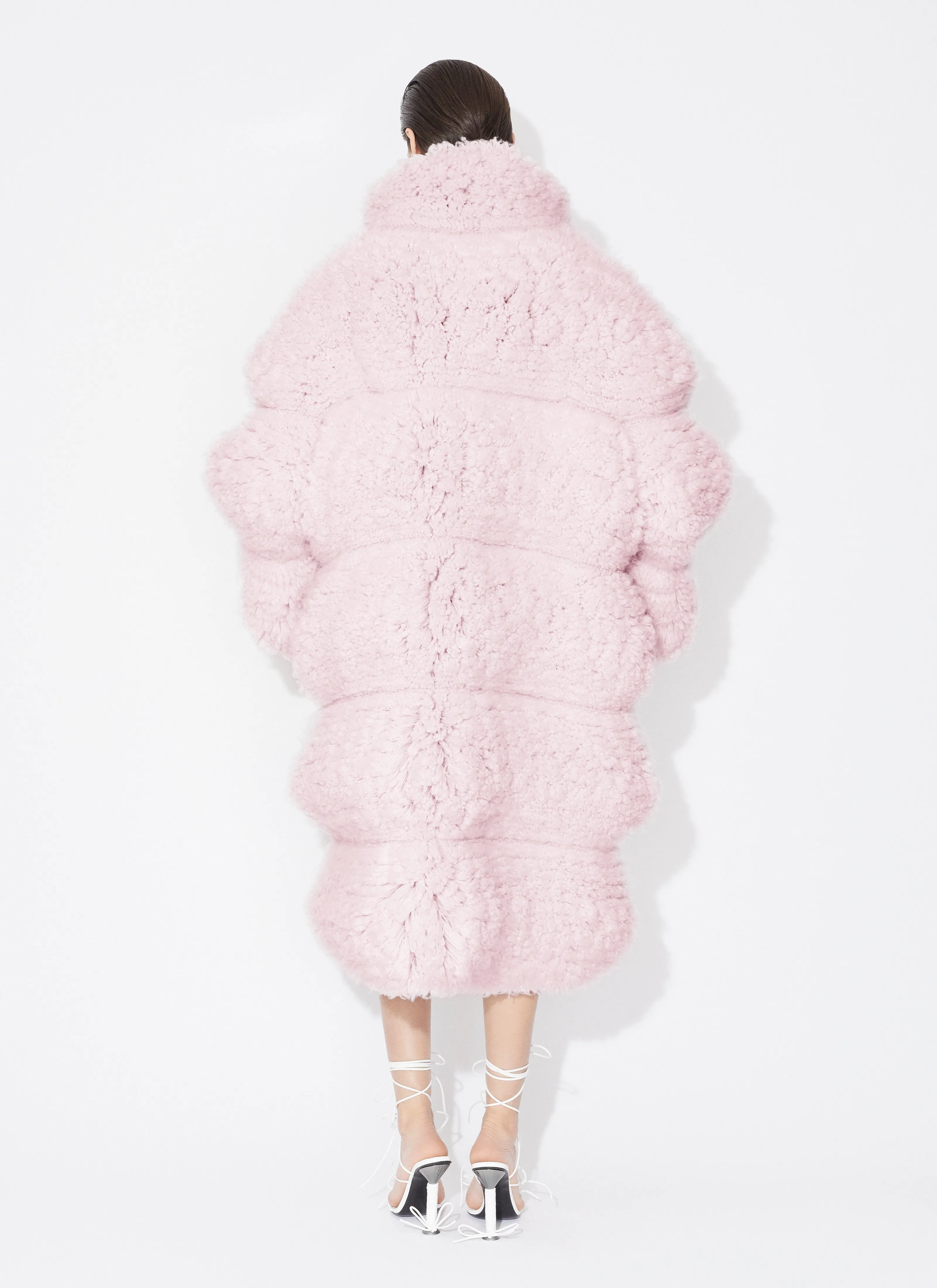 Bubble Coat In Knitted Fur