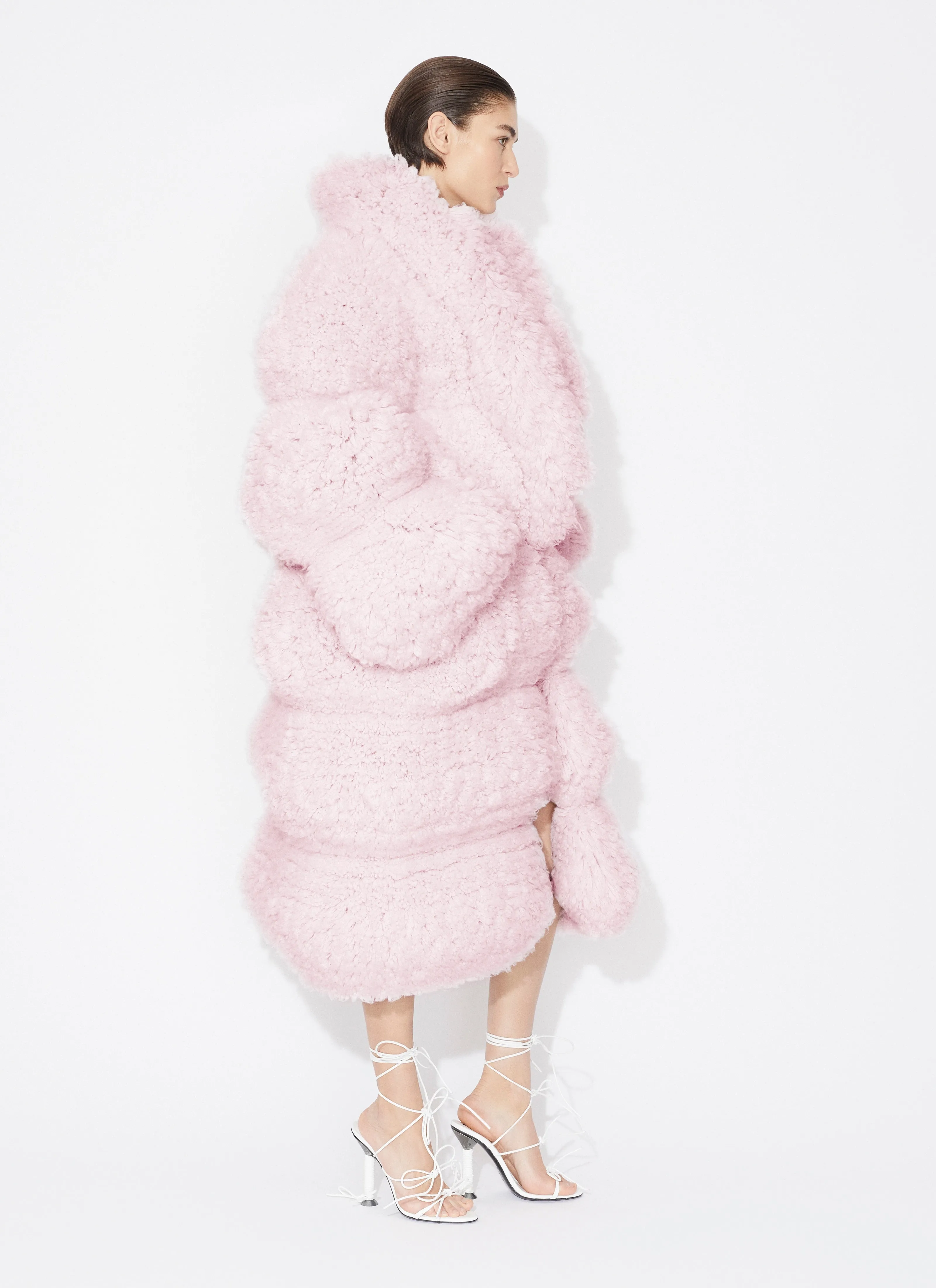 Bubble Coat In Knitted Fur