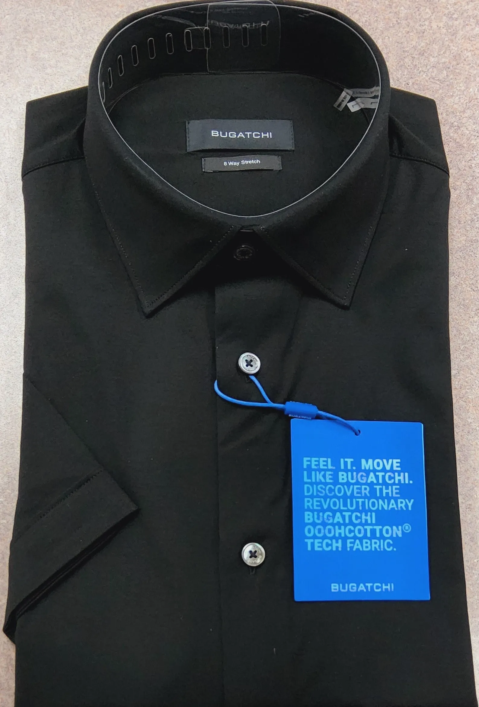 Bugatchi - Short Sleeve Shirt - Peter Solid OoohCotton Tech - 8 Way Stretch - Modern Fit - ISF9500F40