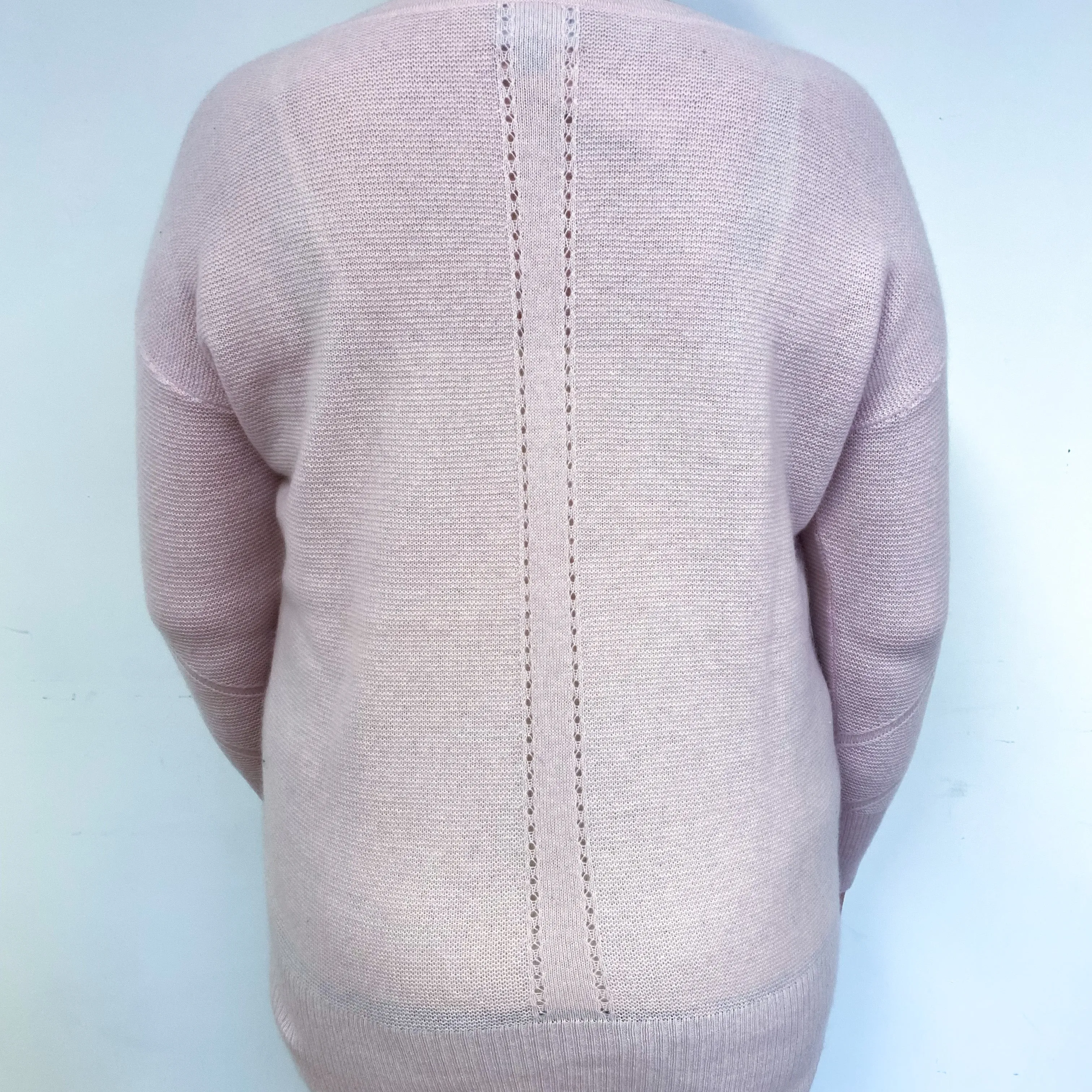 Carnation Pink Lightweight Cashmere Crew Neck Jumper Large