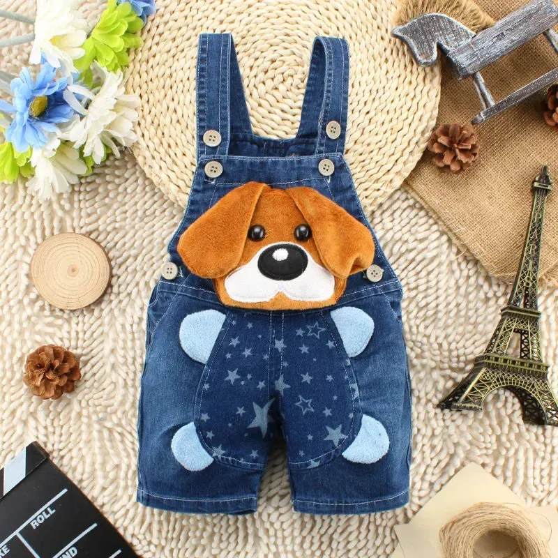 Cartoon Pattern Pattern Denim Overalls For Toddlers