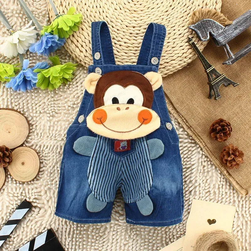 Cartoon Pattern Pattern Denim Overalls For Toddlers