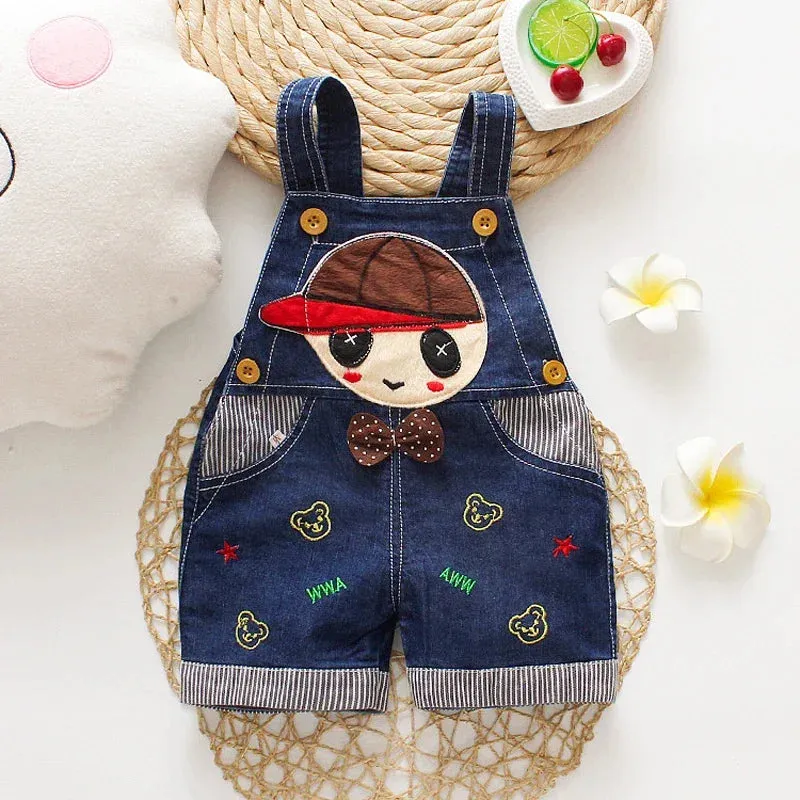 Cartoon Pattern Pattern Denim Overalls For Toddlers
