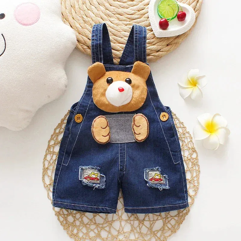 Cartoon Pattern Pattern Denim Overalls For Toddlers