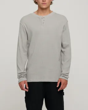 Cast Off Waffle LS Henley - Stone Grey
