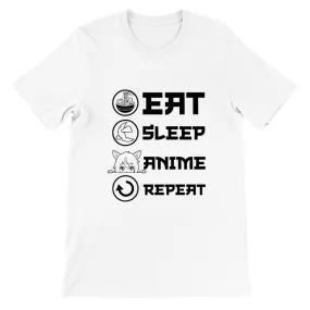 Citat t-shirt - Anime - Eat, Sleep, Anime, Repeat - Premium Unisex T-shirt