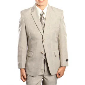 Classic Boy Suit Glen Plaid 5 Piece Set in Tan