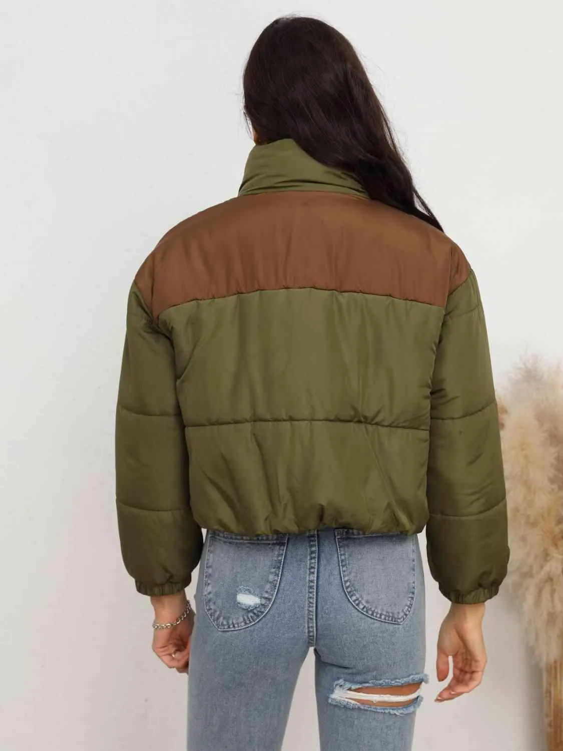 Conquer The Cold Zip-Up Army Green Puffer Jacket