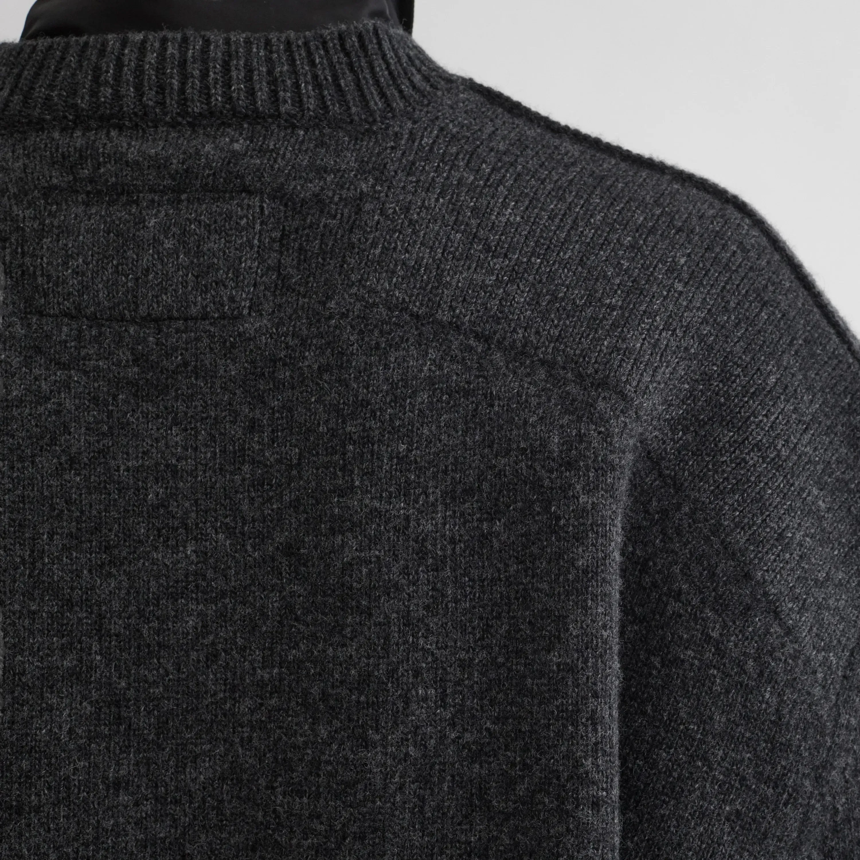 CONTRAST PATCH JUMPER | charcoal wool cashmere