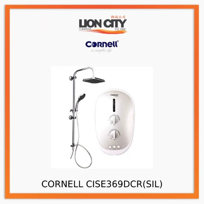 CORNELL CISE363DCR BK/ CISE363DCR SIL INSTANT SHOWER WITH RAIN SHOWER (DC PUMP)